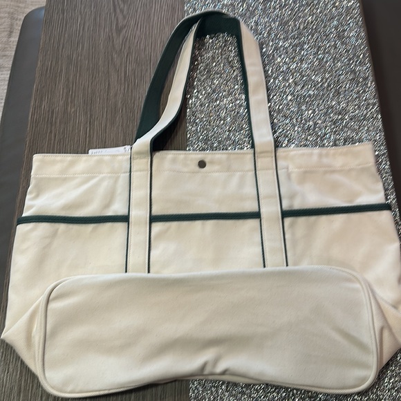 Lululemon Daily Multi-Pocket Canvas Tote Bag 20L NWT Natural/Medium Forest - Picture 10 of 12